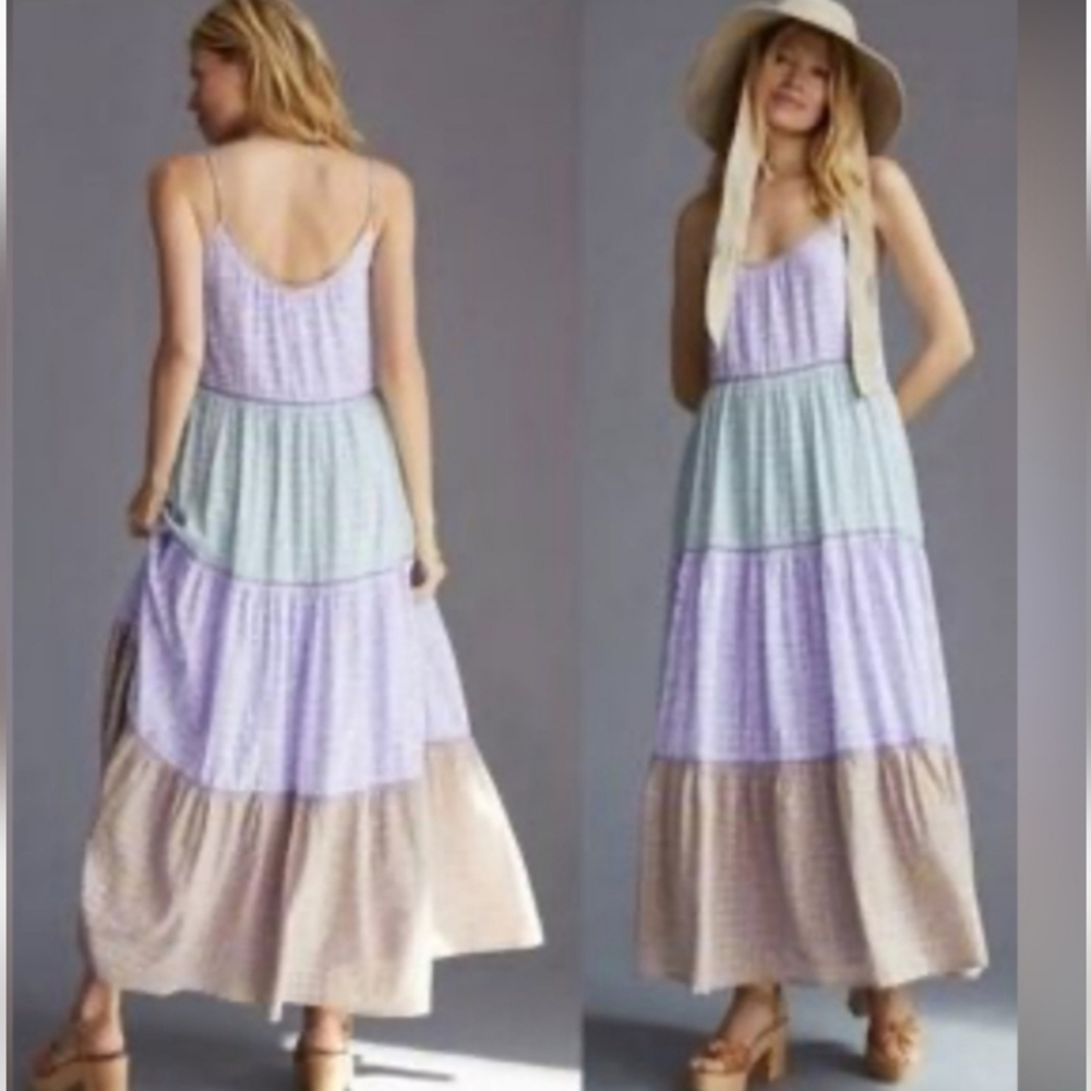 ROLLER RABBIT Dakota Bohemian Tiered Maxi Dress in Pastel Hues